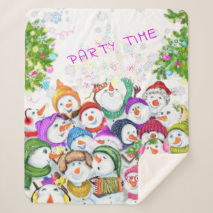 Happy Snowmans Merry Kerstpa Blanket Sherpa Deken