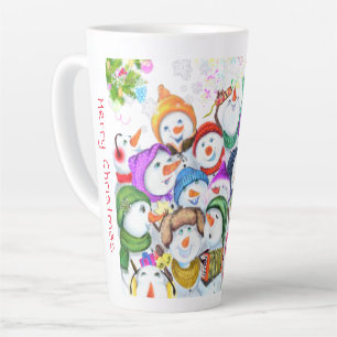 Happy Snowmans Merry Kerstparty Fun Tekening Latte Mok