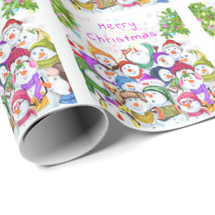 Happy Snowmans Party kerstinpakpapier Cadeaupapier
