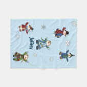 Happy Snowmen Custom Fleece Blanket (Voorkant (Horizontaal))