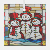 Happy Snowmen Glas Ornament (Voorkant)