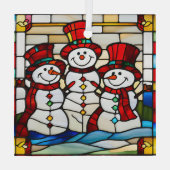 Happy Snowmen Glas Ornament (Achterkant)