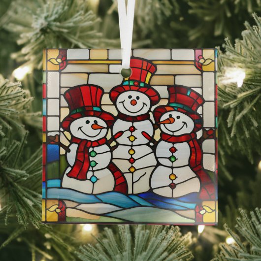 Happy Snowmen Glas Ornament (Insitu)