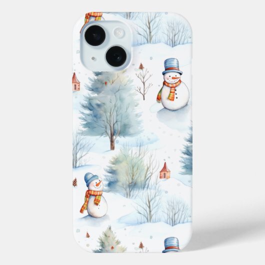 Happy Snowmen Pattern Case-Mate iPhone Case (Achterkant)