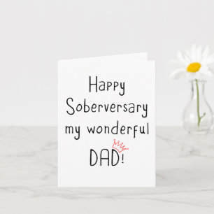 Happy Soberversary Dad, Minimal Sober Jubileum Kaart