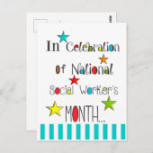 Happy Social Worker's Maand Waardering Briefkaart (Voorkant / Achterkant)