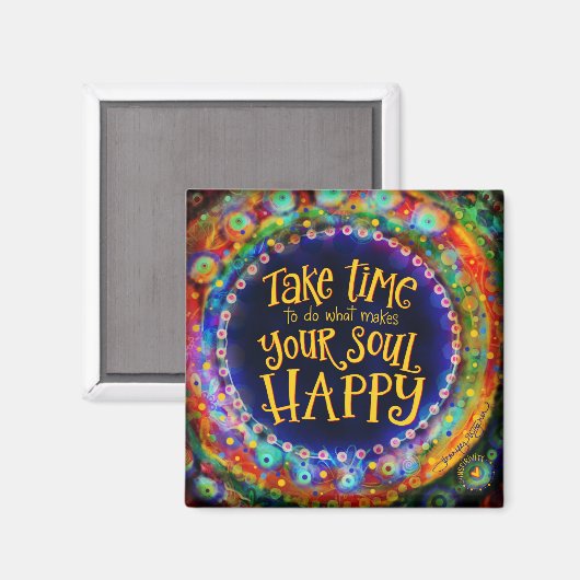 Happy Soul Fun Kleurrijke Trendy Inspirivity Magne Magneet (Voorkant / Achterkant)