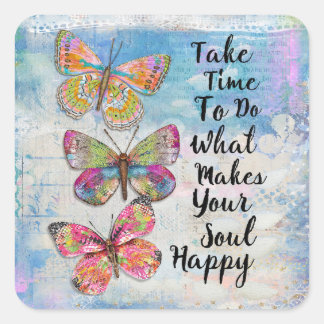 Happy Soul Vlinders Vierkante Sticker