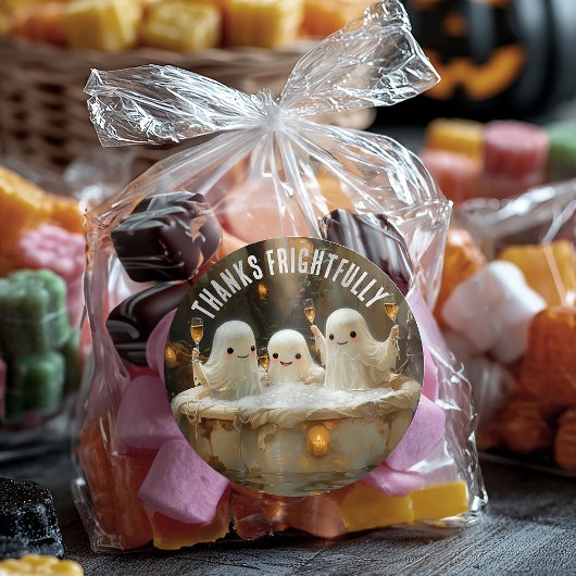 Happy Speelse Ghost Jacuzzi Champagne Halloween Ronde Sticker