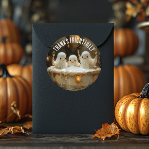 Happy Speelse Ghost Jacuzzi Champagne Halloween Ronde Sticker