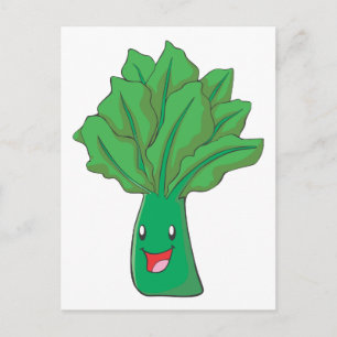 Happy Spinach Vegetable Cartoon Briefkaart
