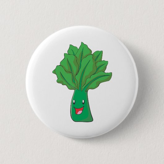 Happy Spinach Vegetable Cartoon Ronde Button 5,7 Cm (Voorkant)