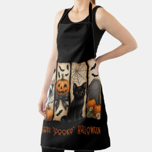 Happy "Spooky" Halloween Ghost Black Cat Schort