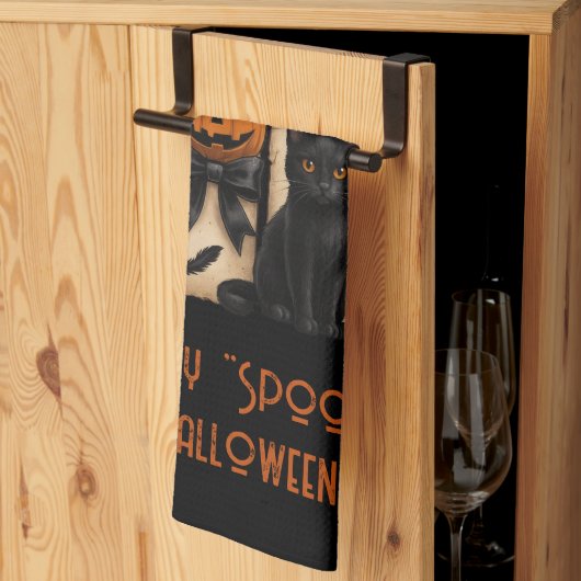 Happy "Spooky" Halloween Ghost Black Cat Theedoek (Derde Gevouwen)