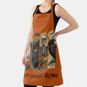 Happy "Spooky" Halloween Pumpkin Skeleton Crow Schort