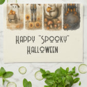 Happy "Spooky" Halloween Scarecrow Eekhoorn Huis Theedoek (Gevouwen)