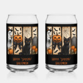 Happy Spooky Halloween Scenes Drinkware Set Blikvorm Glas (Achterkant)