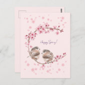 Happy Spring! 桜とかわいいすずめの春のあいさつ♡ Briefkaart (Voorkant / Achterkant)