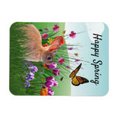 Happy Spring Bunny Rabbit in Flower Garden Magneet (Horizontaal)