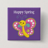 Happy Spring Butterfly Button (Voorkant)
