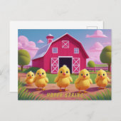 Happy Spring Chicks in Barnyard Briefkaart (Voorkant / Achterkant)