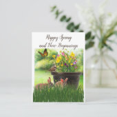 Happy Spring / Easter Collage Art Flowers Briefkaart (Staand voorkant)