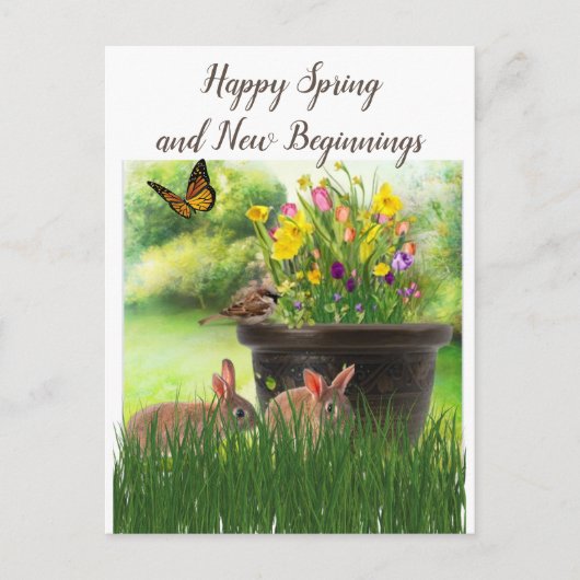 Happy Spring / Easter Collage Art Flowers Briefkaart (Voorkant)