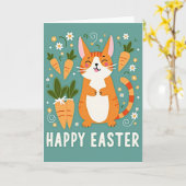 Happy Spring Feline Easter Card Kaart (Gele Bloem)