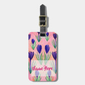 Happy Spring Floral Custom Bagagelabel (Voorkant verticaal)