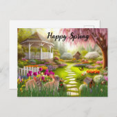 Happy Spring Flower Garden Landschap Feestdagenkaart (Voorkant / Achterkant)