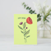 Happy Spring Flower Line Art Briefkaart (Staand voorkant)