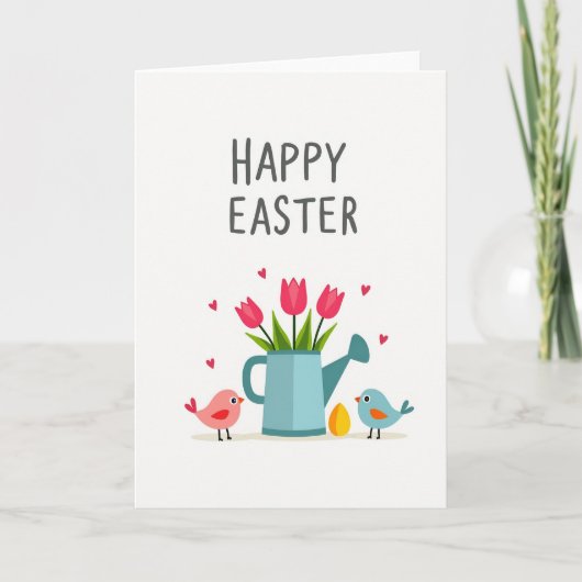 Happy Spring Flowers Bird Egg Card Kaart (Voorkant)
