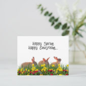 Happy Spring Flowers en Rabbits Briefkaart (Staand voorkant)