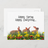 Happy Spring Flowers en Rabbits Briefkaart (Voorkant / Achterkant)