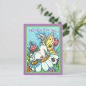 HAPPY SPRING FLUTTERBUN RABBIT, FUNNY BUNNY FAIRY BRIEFKAART (Staand voorkant)