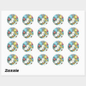 HAPPY SPRING FLUTTERBUN RABBIT, FUNNY BUNNY FAIRY RONDE STICKER (Vel)