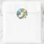 HAPPY SPRING FLUTTERBUN RABBIT, FUNNY BUNNY FAIRY RONDE STICKER (Tas)