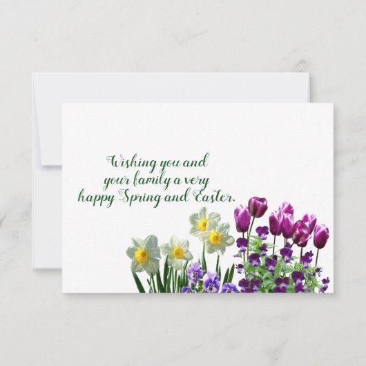 Happy Spring L Deer en Tulips Flat Kaart (Achterkant)