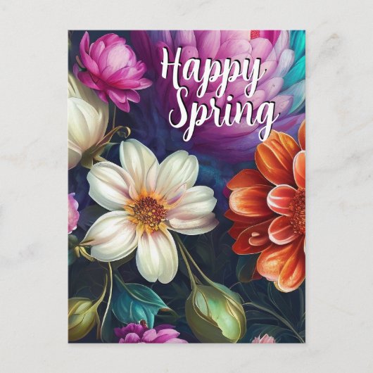 Happy Spring Mixed Flowers 4 Colors Sjabloon (Voorkant)