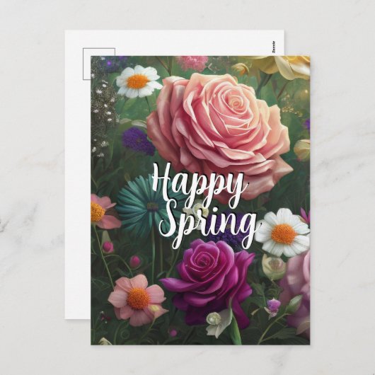 Happy Spring Mixed Flowers 5 Colors Sjabloon (Voorkant / Achterkant)