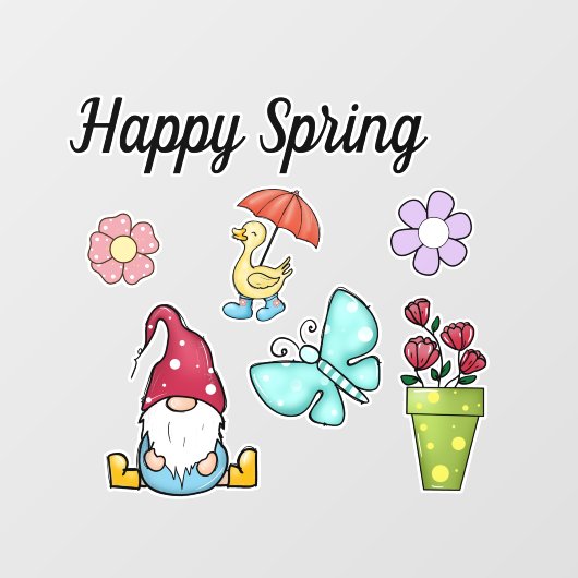 Happy Spring Raamsticker (Vel)