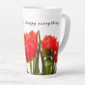 Happy Spring Red Tulip Flower Latte Mok (Rechterhoek)