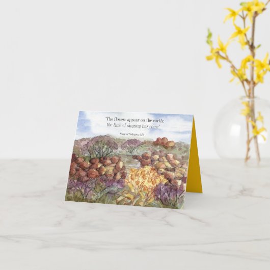 Happy Spring Scripture Bijbel Woestijnbloemen Kaart (Gele Bloem)