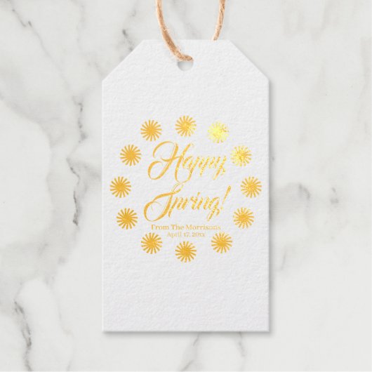 Happy Spring sun border aangepaste script vrolijk Cadeaulabels (Voorkant)