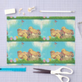 Happy Spring, vrolijk Pasen. Weefselverpakking. Tissuepapier (Craft)