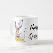 Happy Spring Watercolor Rabbit Fleurs Jaunes Mug (Devant gauche)