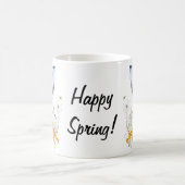 Happy Spring Watercolor Rabbit Fleurs Jaunes Mug (Centre)