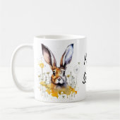 Happy Spring Watercolor Rabbit Fleurs Jaunes Mug (Gauche)