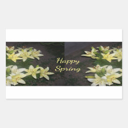 Happy Spring Yellow Lelies op donkere achtergrond Rechthoekige Sticker