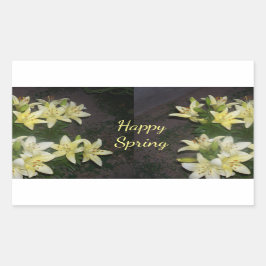Happy Spring Yellow Lelies op donkere achtergrond Rechthoekige Sticker
